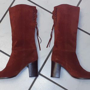 NEW Coach suede boots, size 5B in Rust Made in Italy